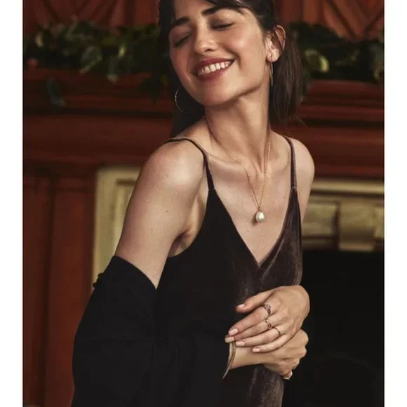 Hatch Dresses Hatch The Velvet Ricky Slip Dress In Burnt Umber